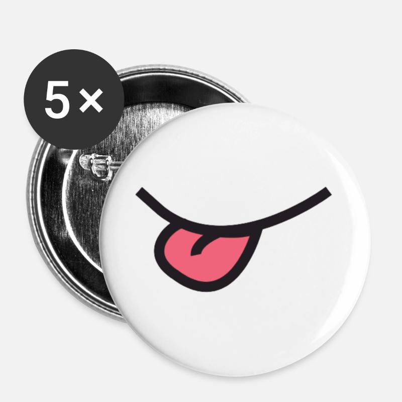 Don't stick out your tongue!! - Buttons large 2.2''/56 mm (5-pack) - white
