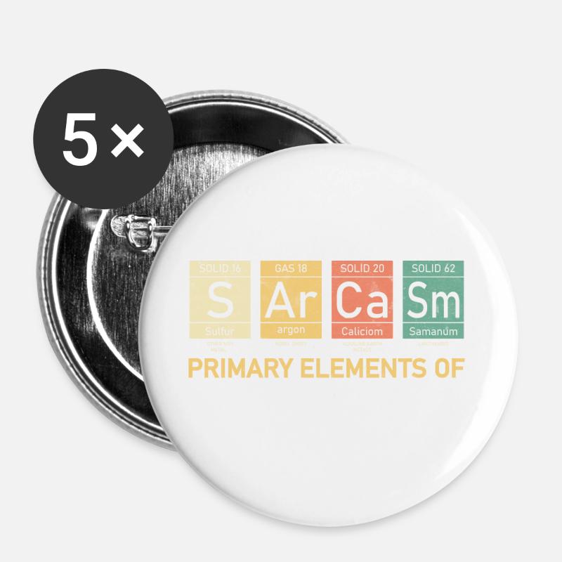 Sarkasmus Humor - Buttons groß 56 mm (5er Pack) - Weiß