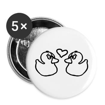 Ducks with heart - Buttons large 2.2''/56 mm (5-pack) - white - Front