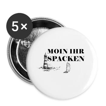 Moin Ihr Spacken Segeln Leuchtturm Geschenk - Buttons groß 56 mm (5er Pack) - Weiß - Vorne
