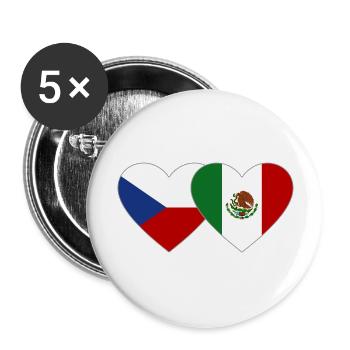 Tschechien Mexiko Flagge Herz - Buttons groß 56 mm (5er Pack) - Weiß - Vorne