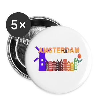 Amsterdam Skyline Tulip Gradient - Buttons large 2.2''/56 mm (5-pack) - white - Front