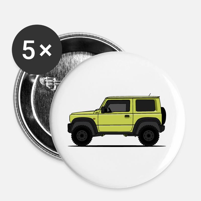 Jimny Yellow - Buttons large 2.2''/56 mm (5-pack) - white