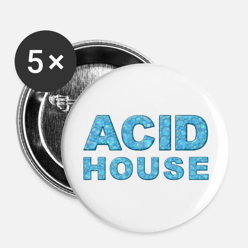 Acid House - Buttons large 2.2''/56 mm (5-pack) - white