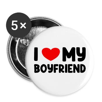 I Love My Boyfriend - Buttons large 2.2''/56 mm (5-pack) - white - Front