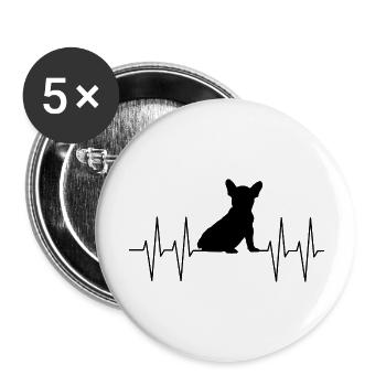 French Bulldog I love Frenchies - Buttons large 2.2''/56 mm (5-pack) - white - Front