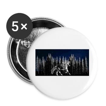 Wildnis Sternenhimmel Wildpferd Hengst Pferdenarr - Buttons groß 56 mm (5er Pack) - Weiß - Vorne