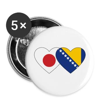 Japan Bosnien Flagge Herz - Buttons groß 56 mm (5er Pack) - Weiß - Vorne