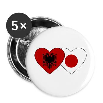 Albania Japan Flag Heart - Buttons large 2.2''/56 mm (5-pack) - white - Front