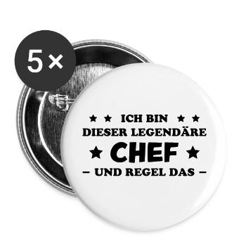 Chef Lustiger Spruch Arbeit Beruf Chef Geschenk - Buttons groß 56 mm (5er Pack) - Weiß - Vorne
