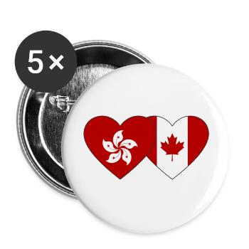 Hong Kong Canada Flag Heart - Buttons large 2.2''/56 mm (5-pack) - white - Front