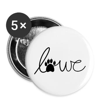 Löwe, Katzenschrift - Buttons groß 56 mm (5er Pack) - Weiß - Vorne