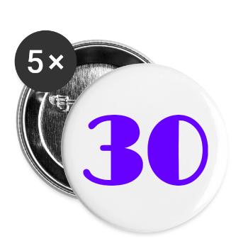 30 JAHRE. 30. 30. JAHRESTAG. 30-JÄHRIGES JUBILÄUM - Buttons groß 56 mm (5er Pack) - Weiß - Vorne