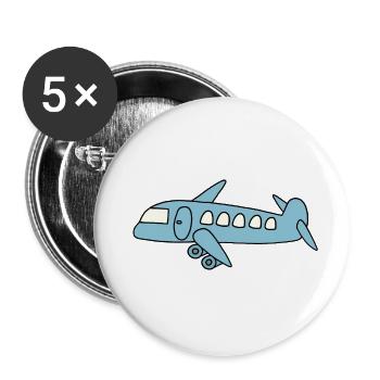 Blaues Flugzeug - Buttons groß 56 mm (5er Pack) - Weiß - Vorne