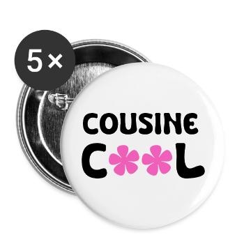 cousine cool - Lot de 5 grands badges (56 mm) - blanc - Devant