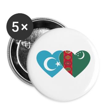 Uighurs Turkmenistan Flag Heart - Buttons large 2.2''/56 mm (5-pack) - white - Front