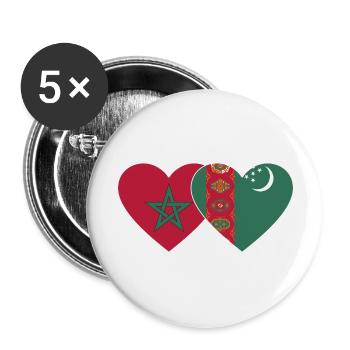 Marokko Turkmenistan Flagge Herz - Buttons groß 56 mm (5er Pack) - Weiß - Vorne
