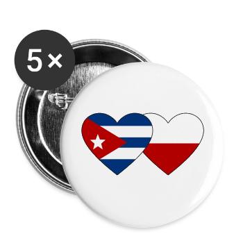 Cuba Poland Flag Heart - Buttons large 2.2''/56 mm (5-pack) - white - Front
