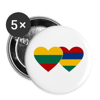 Lithuania Mauritius Flag Heart - Buttons large 2.2''/56 mm (5-pack) - white - Front