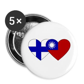 Finnland Taiwan Flagge Herz - Buttons groß 56 mm (5er Pack) - Weiß - Vorne