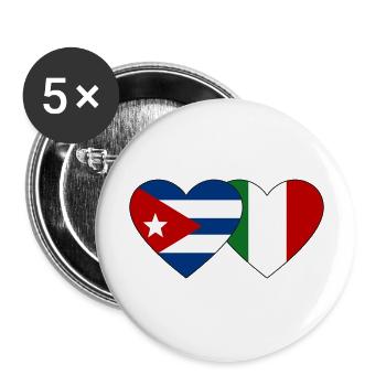 Cuba Italy Flag Heart - Buttons large 2.2''/56 mm (5-pack) - white - Front