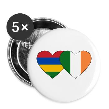 Mauritius Irland Flagge Herz - Buttons groß 56 mm (5er Pack) - Weiß - Vorne