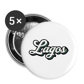 Lagos font with color stripes - Buttons large 2.2''/56 mm (5-pack) - white - Front