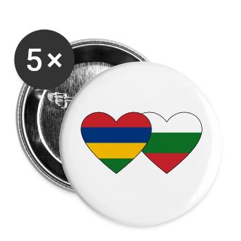 Mauritius Bulgarien Flagge Herz - Buttons groß 56 mm (5er Pack) - Weiß - Vorne