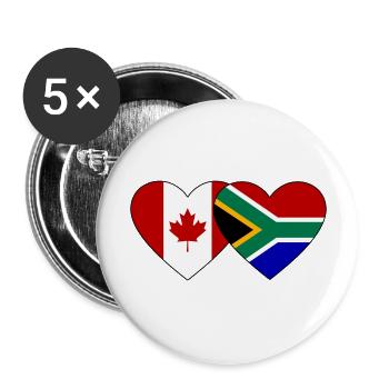 Cœur de drapeau du Canada et de l’Afrique du Sud - Lot de 5 grands badges (56 mm) - blanc - Devant