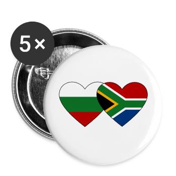 Bulgarien Südafrika Flagge Herz - Buttons groß 56 mm (5er Pack) - Weiß - Vorne