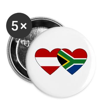 Austria South Africa Flag Heart - Buttons large 2.2''/56 mm (5-pack) - white - Front