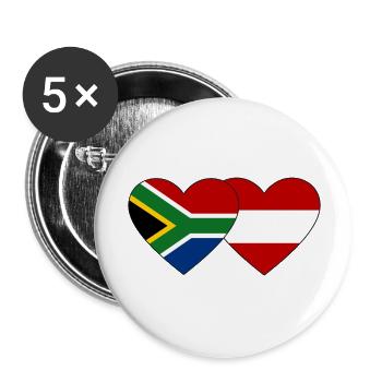 Afrique du Sud Autriche Flag Heart - Lot de 5 grands badges (56 mm) - blanc - Devant