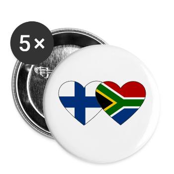Finlande Afrique du Sud Flag Heart - Lot de 5 grands badges (56 mm) - blanc - Devant
