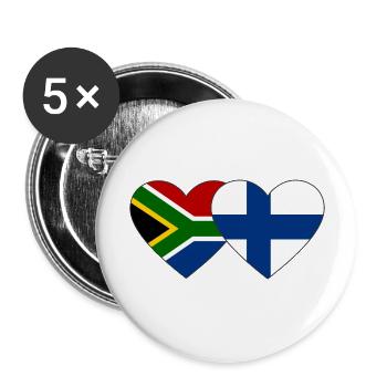 Südafrika Finnland Flagge Herz - Buttons groß 56 mm (5er Pack) - Weiß - Vorne
