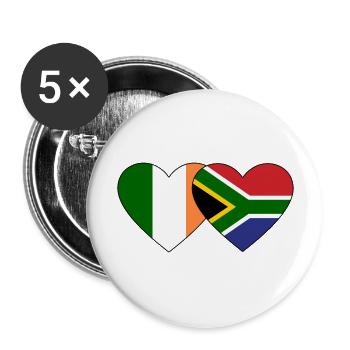 Irland Südafrika Flagge Herz - Buttons groß 56 mm (5er Pack) - Weiß - Vorne