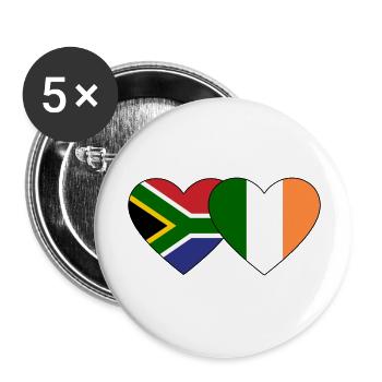 Südafrika Irland Flagge Herz - Buttons groß 56 mm (5er Pack) - Weiß - Vorne