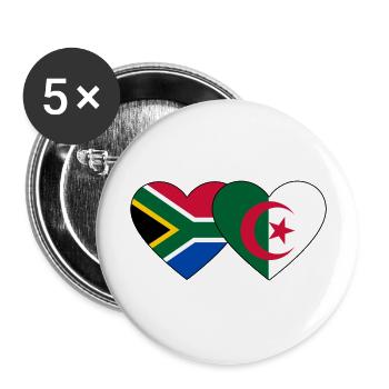 Südafrika Algerien Flagge Herz - Buttons groß 56 mm (5er Pack) - Weiß - Vorne