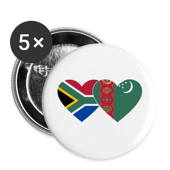 South Africa Turkmenistan Flag Heart - Buttons large 2.2''/56 mm (5-pack) - white - Front