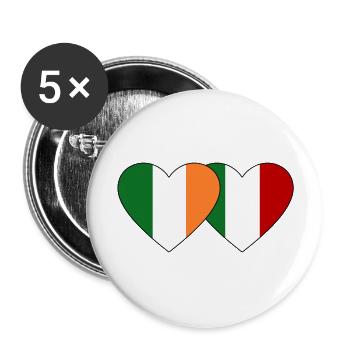 Irland Italien Flagge Herz - Buttons groß 56 mm (5er Pack) - Weiß - Vorne