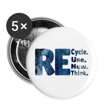 Recycle Use New Think neues Design - Buttons groß 56 mm (5er Pack) - Weiß - Vorne