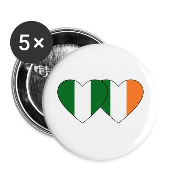 Nigeria Ireland Flag Heart - Buttons large 2.2''/56 mm (5-pack) - white - Front
