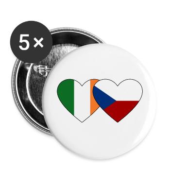 Irland Tschechien Flagge Herz - Buttons groß 56 mm (5er Pack) - Weiß - Vorne
