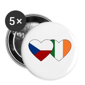 Tschechien Irland Flagge Herz - Buttons groß 56 mm (5er Pack) - Weiß - Vorne
