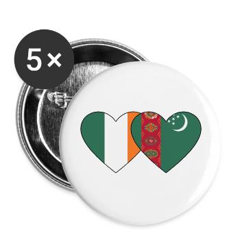 Irland Turkmenistan Flagge Herz - Buttons groß 56 mm (5er Pack) - Weiß - Vorne