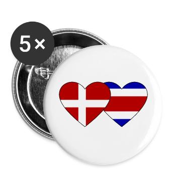 Denmark Costa Rica Flag Heart - Buttons large 2.2''/56 mm (5-pack) - white - Front