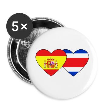 Spain Costa Rica Flag Heart - Buttons large 2.2''/56 mm (5-pack) - white - Front