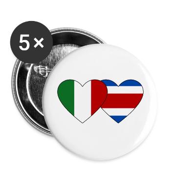 Italy Costa Rica Flag Heart - Buttons large 2.2''/56 mm (5-pack) - white - Front