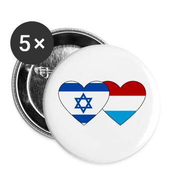 Israel Luxembourg Flag Heart - Buttons large 2.2''/56 mm (5-pack) - white - Front
