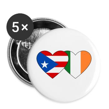Porto Rico Drapeau de l’Irlande Coeur - Lot de 5 grands badges (56 mm) - blanc - Devant