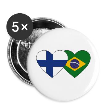 Finlande Brésil Flag Heart - Lot de 5 grands badges (56 mm) - blanc - Devant